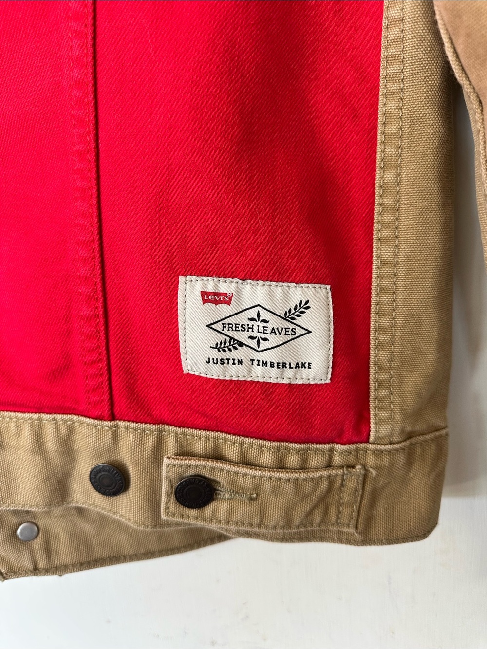 Levi’s Fresh Leaves Justin Timberlake Special Edition Brown Red Denim Jacket M - Picture 4 of 7